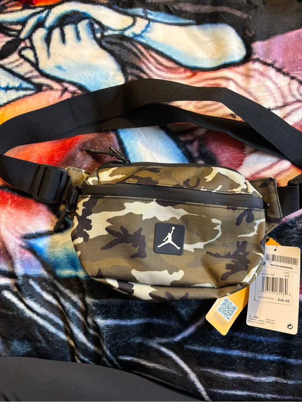 Jordan Olive Camo Belt Bag with Black Strap